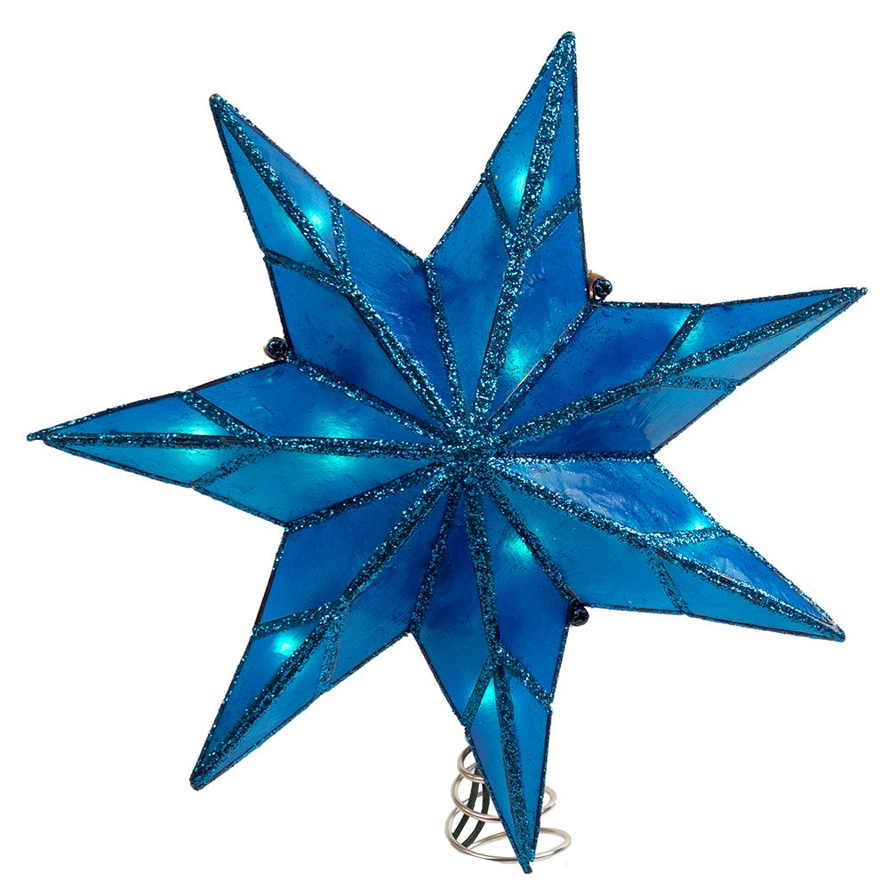 Kurt Adler 10-Light 7-Point Blue Capiz Star Treetop